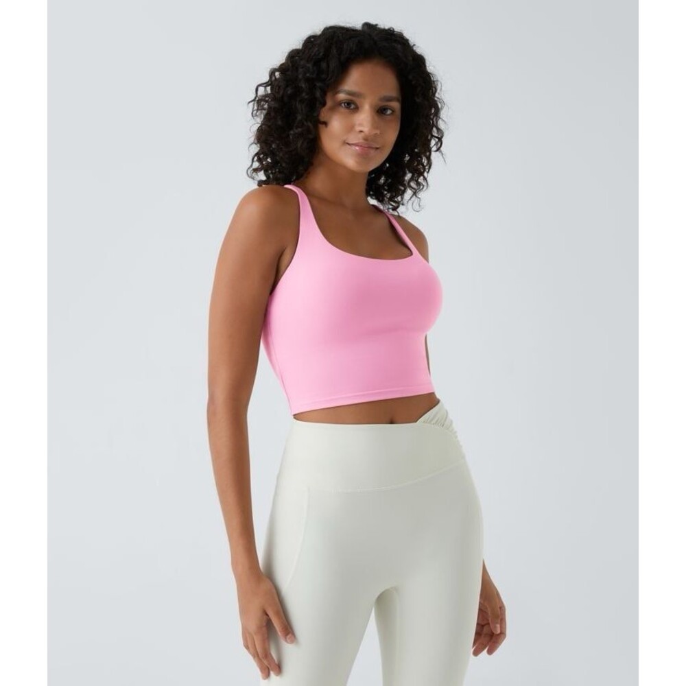Halara Crisscross Backless Built In Bra Tank Top Lagerstroemia Powder Size XXS